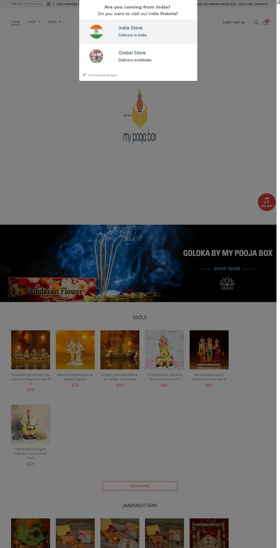 mypoojabox.com — Shopify storefront screenshot