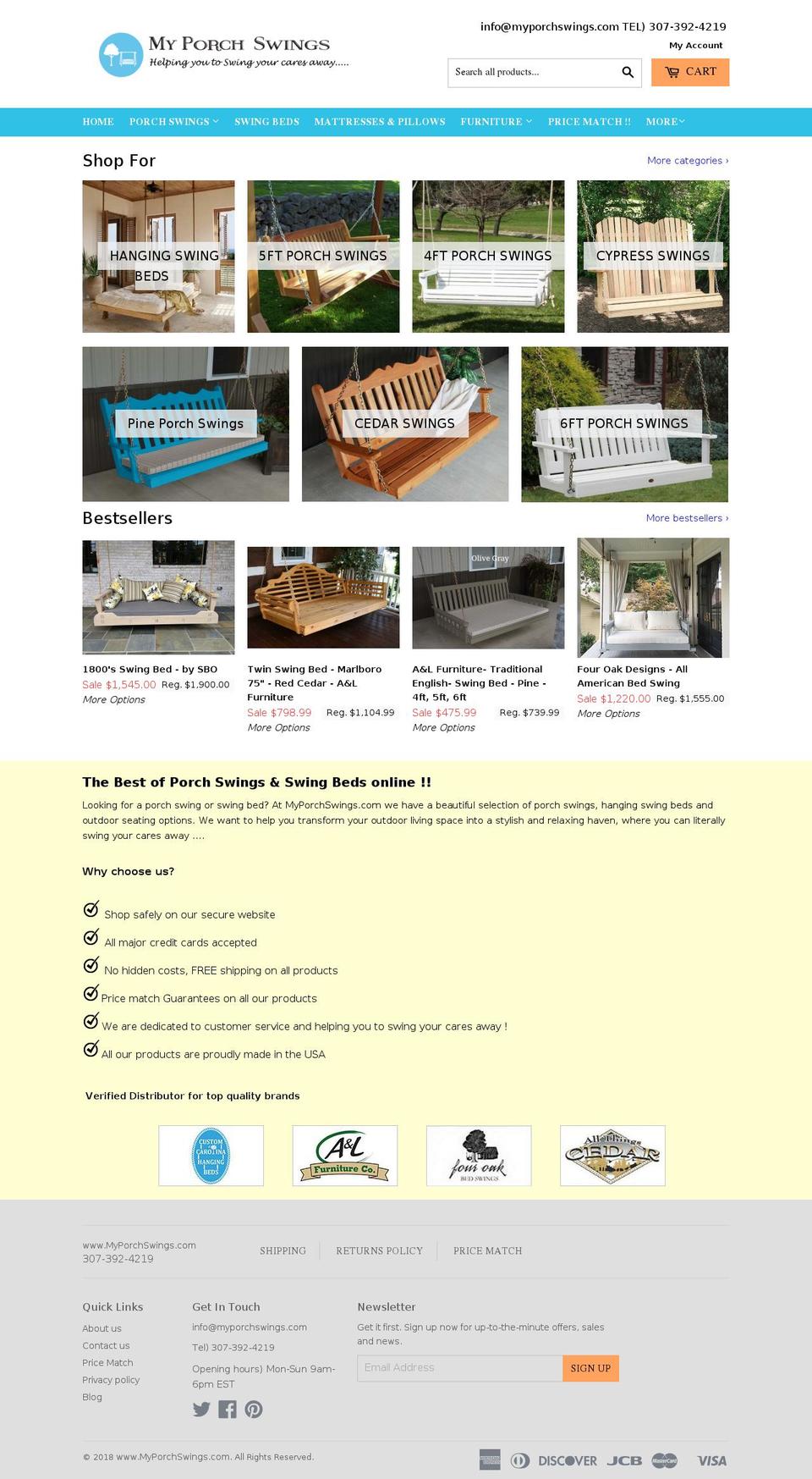 myporchswings.com shopify website screenshot