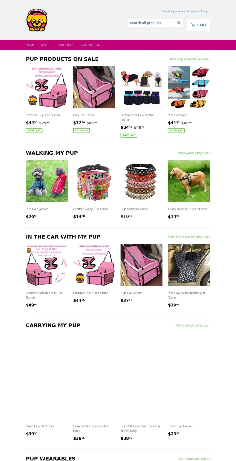 myportablepup.com — Shopify storefront screenshot