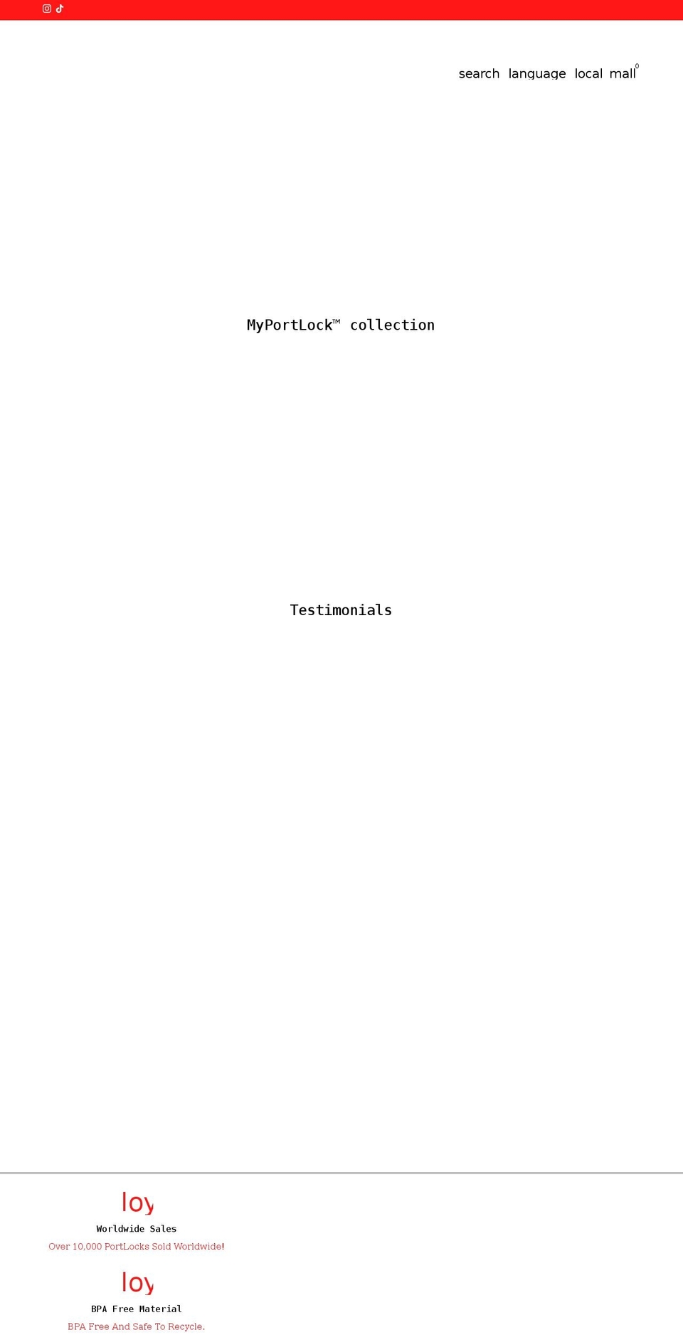 myportlock.com shopify website screenshot