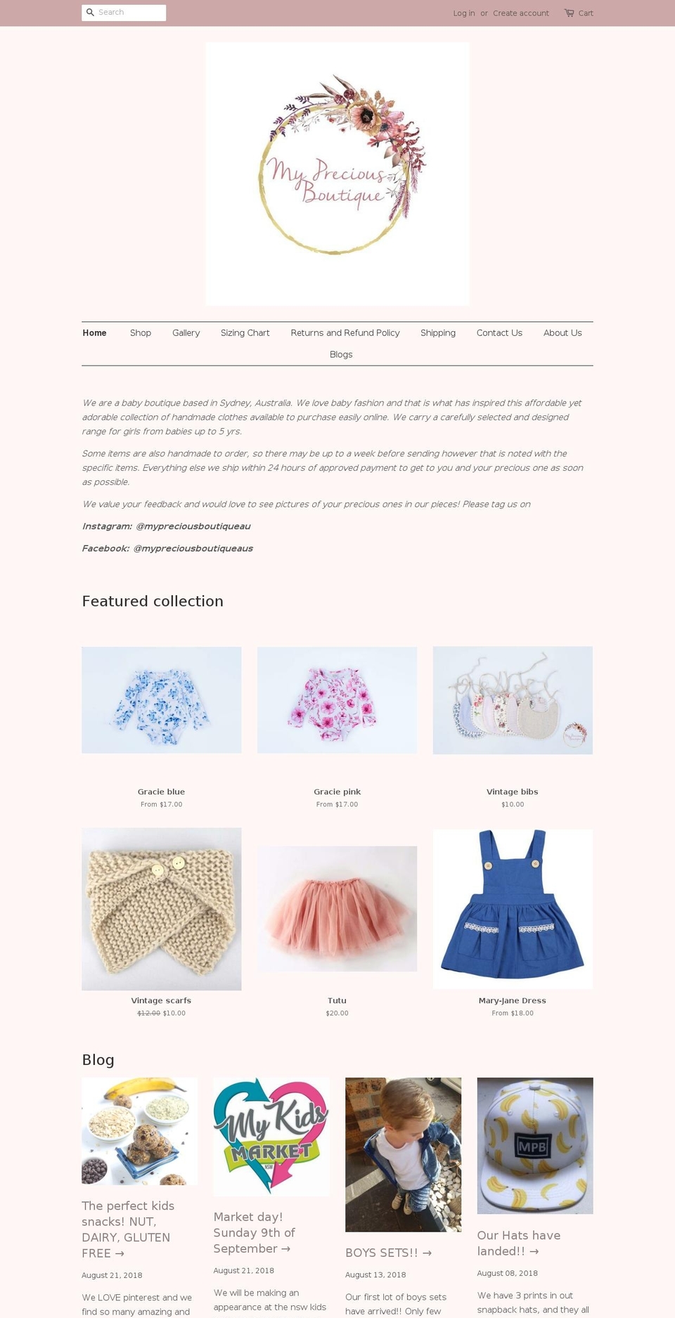 mypreciousboutiqueau.com — Shopify storefront screenshot