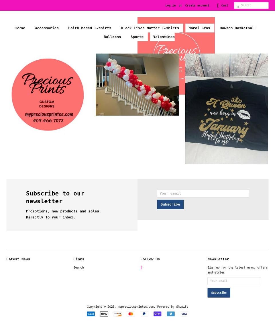 mypreciousprintss.com shopify website screenshot