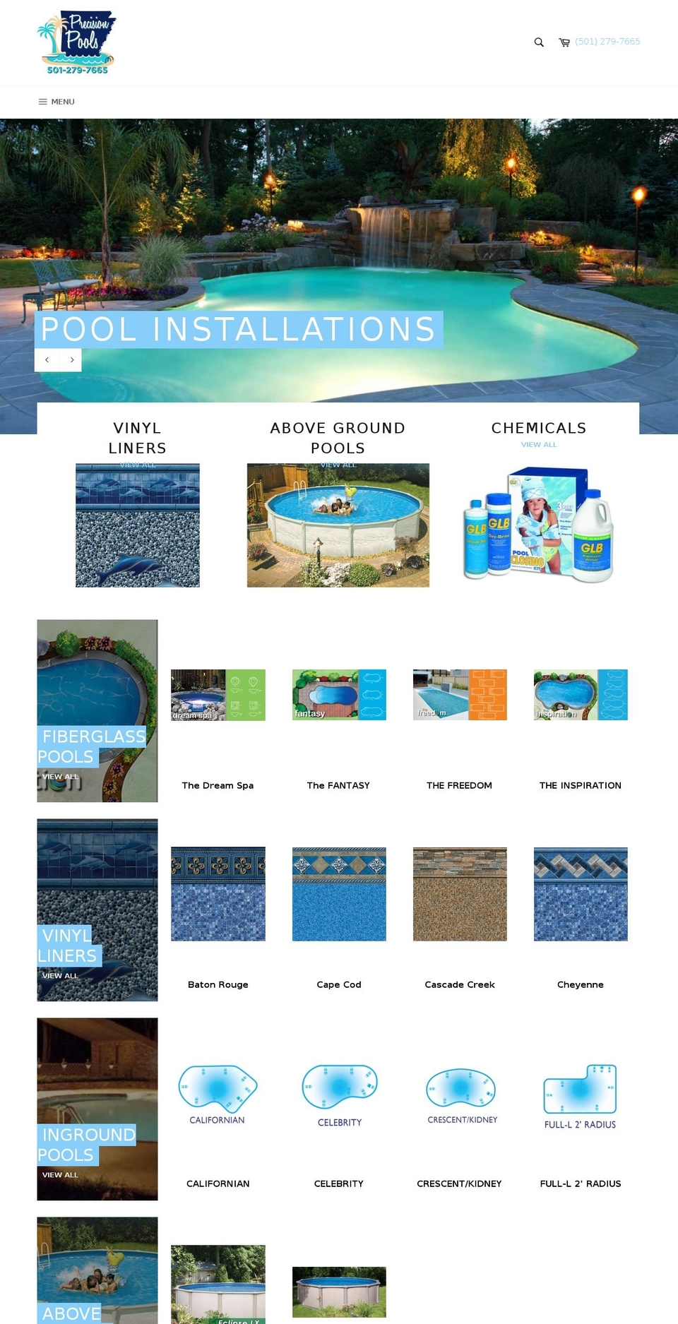 myprecisionpools.com — Shopify storefront screenshot