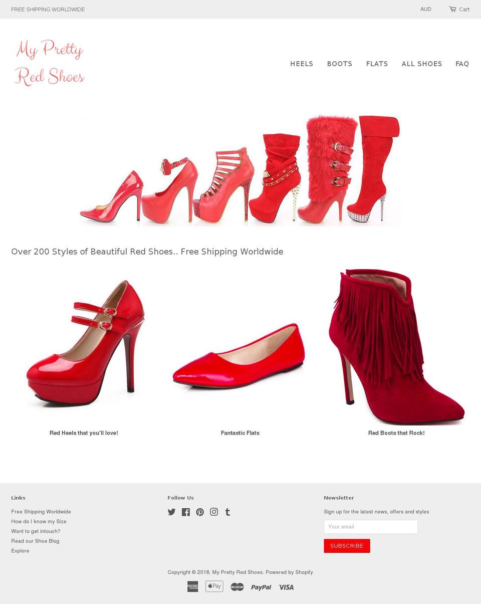 myprettyredshoes.com shopify website screenshot