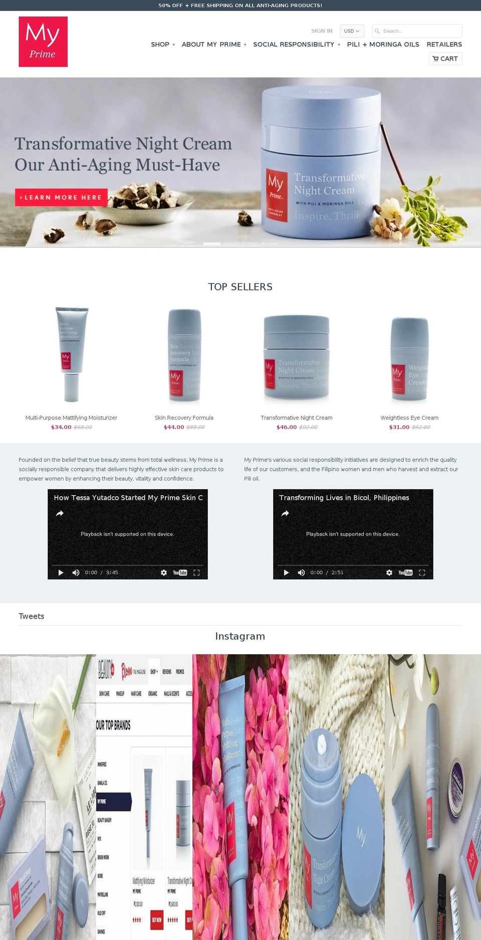 myprimeskincare.com shopify website screenshot