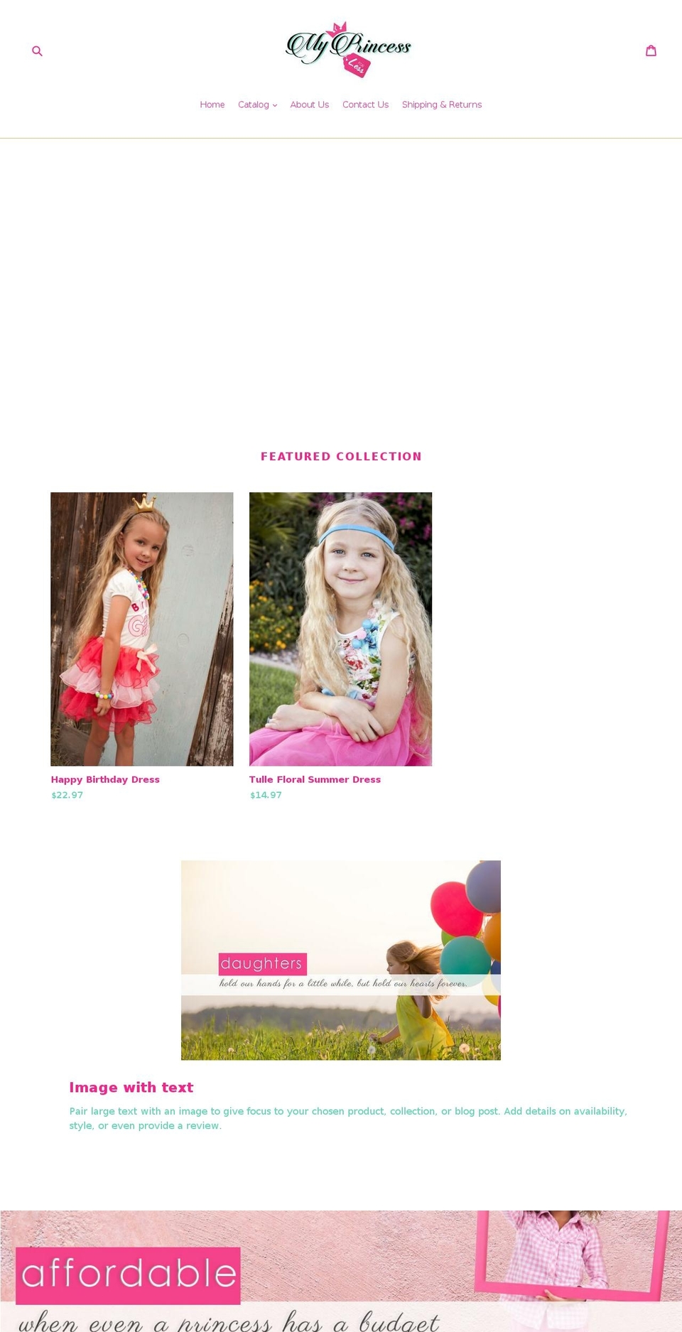 myprincessforless.com shopify website screenshot