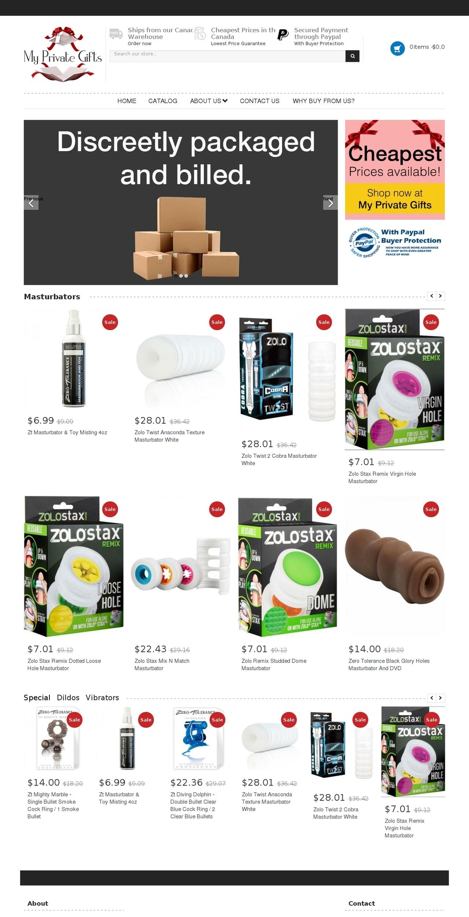 myprivategifts.com — Shopify storefront screenshot