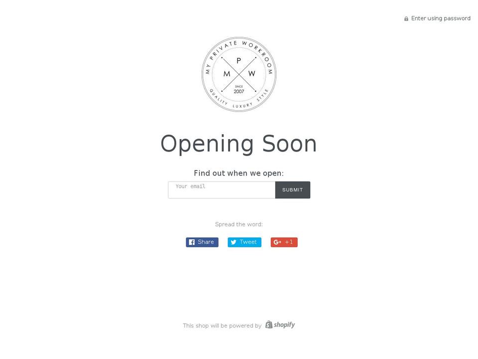 myprivateworkroom.com — Shopify storefront screenshot