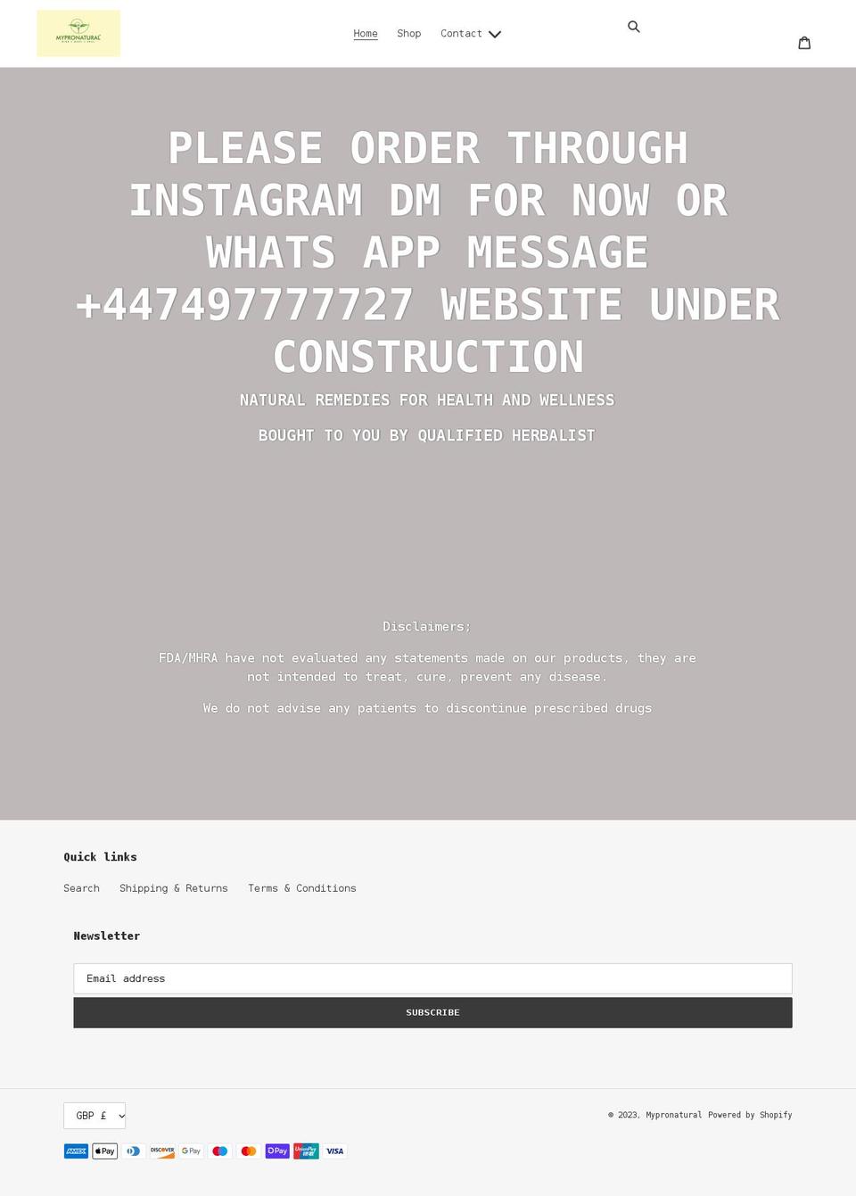 mypronatural.com shopify website screenshot