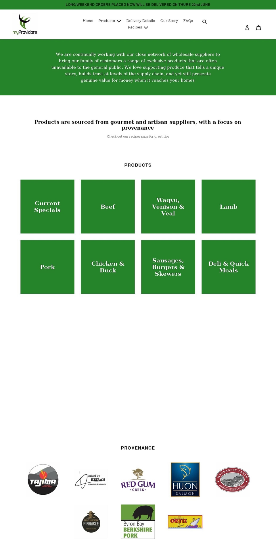 myprovidore.com.au shopify website screenshot