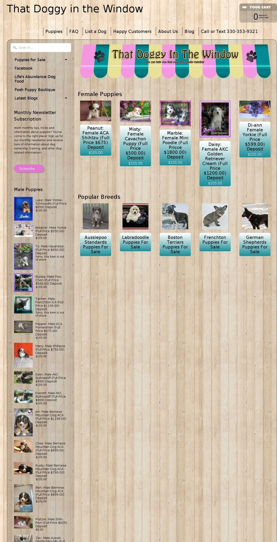 mypuppyinthewindow.com — Shopify storefront screenshot