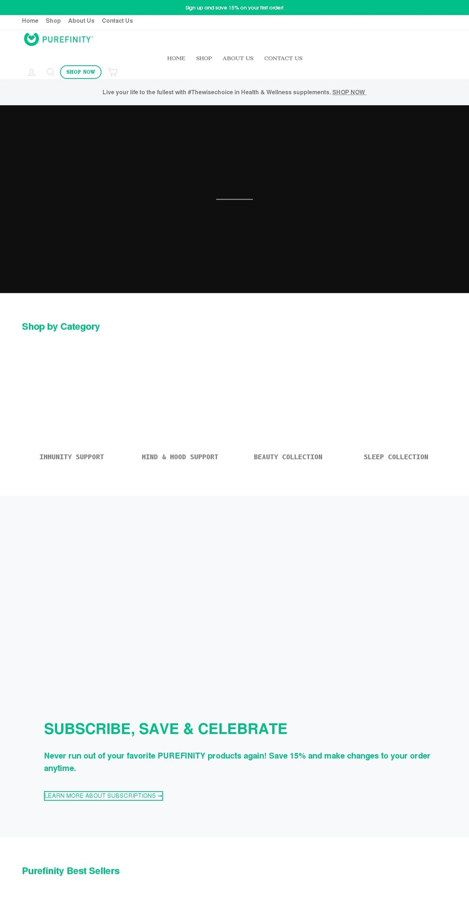 mypurefinity.com shopify website screenshot