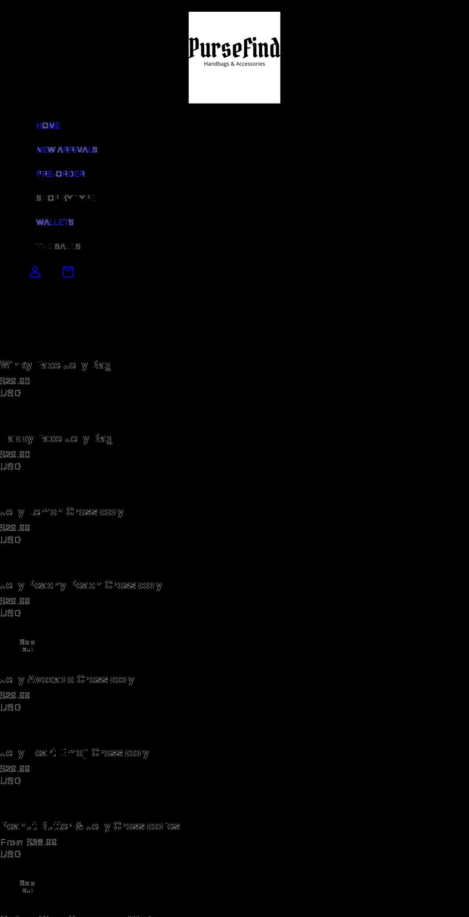 mypursefind.com shopify website screenshot