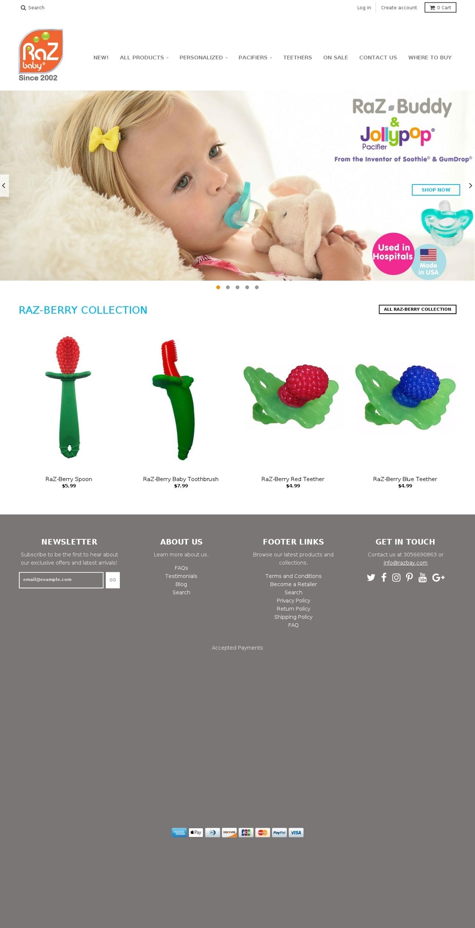 myrazbaby.com shopify website screenshot