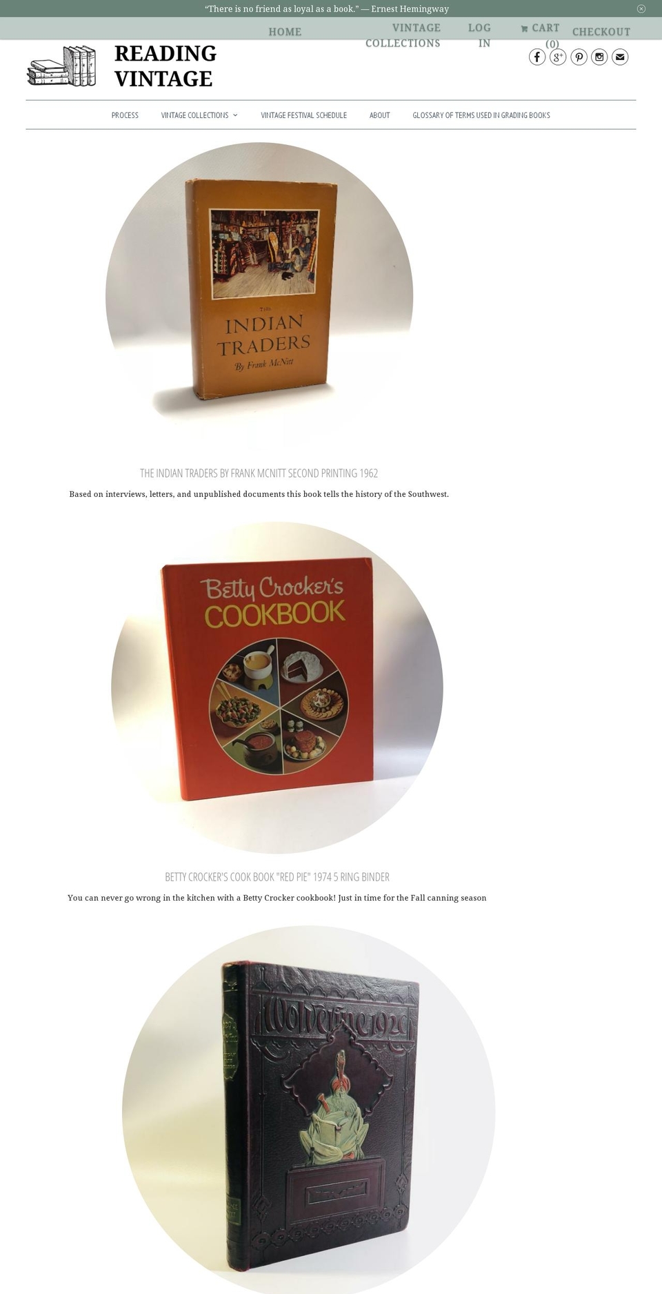 myreadingvintage.com shopify website screenshot