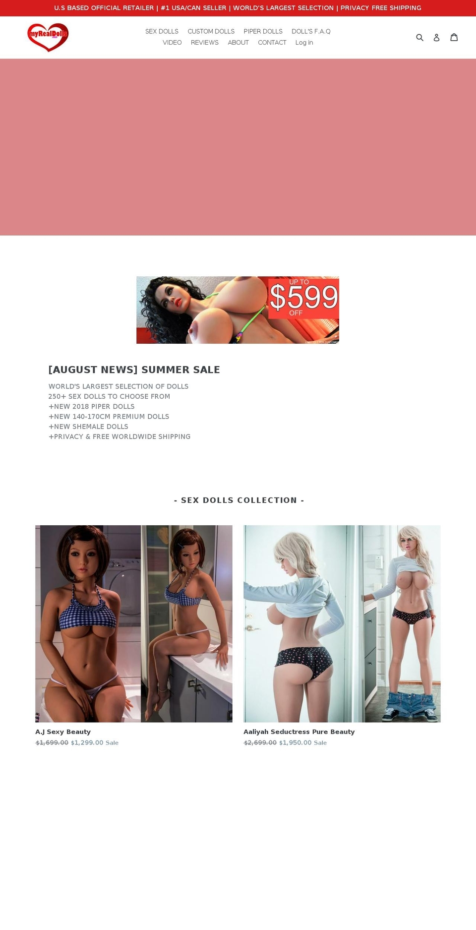 myrealdolls.com shopify website screenshot