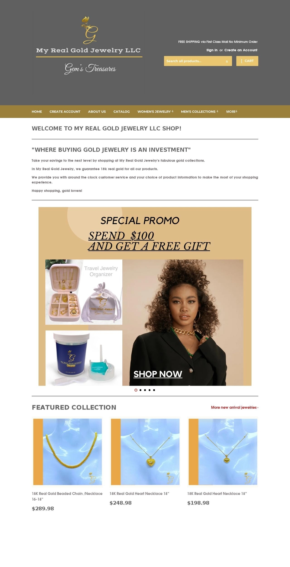 myrealgoldjewelry.com — Shopify storefront screenshot