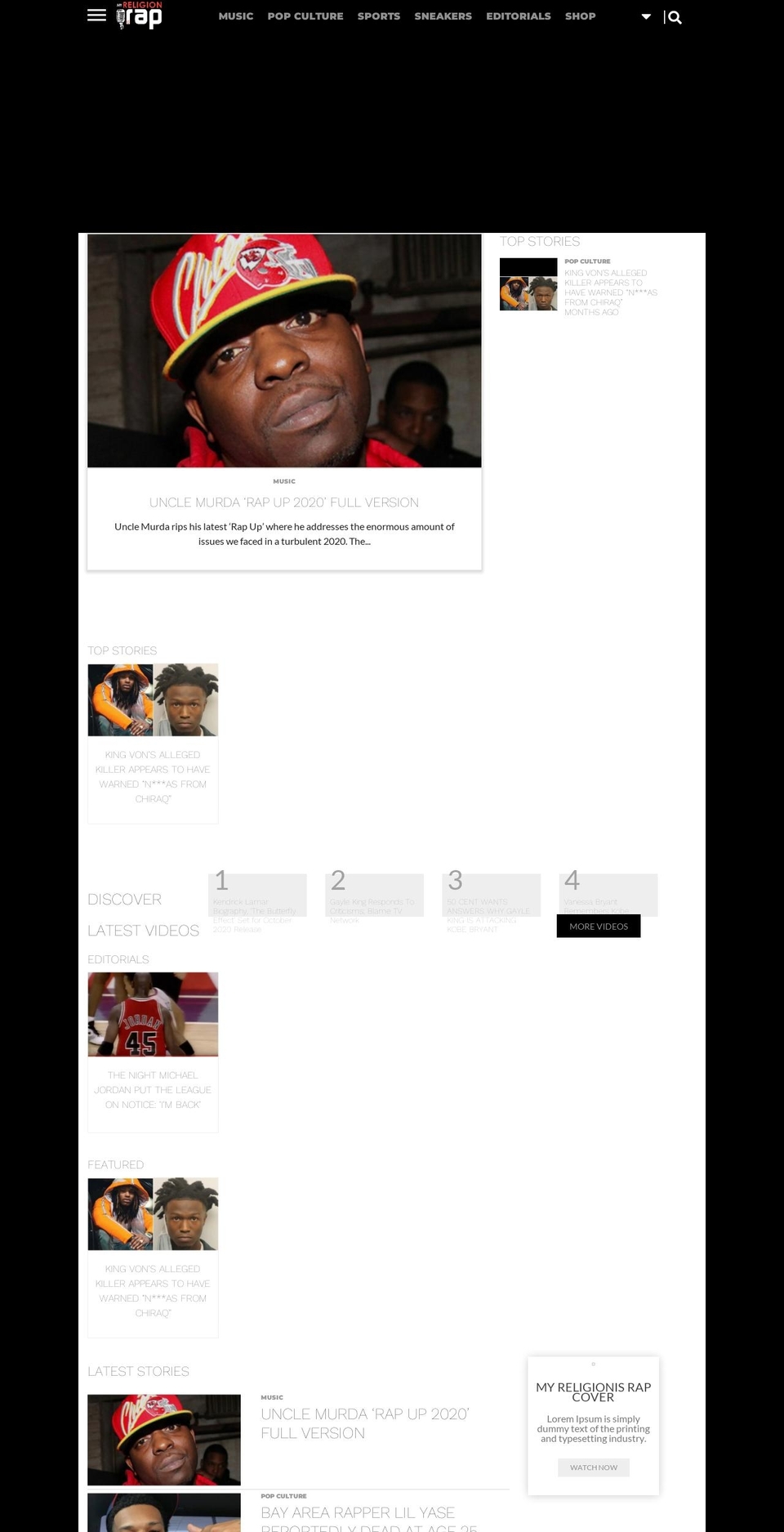myreligionisrap.com — Shopify storefront screenshot