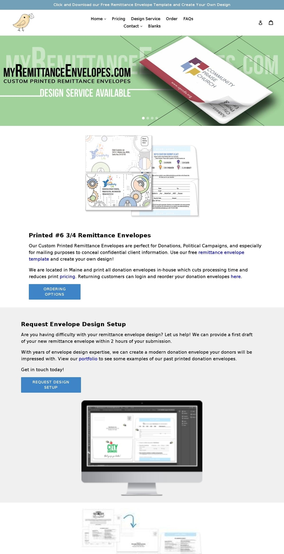 myremittanceenvelopes.com shopify website screenshot