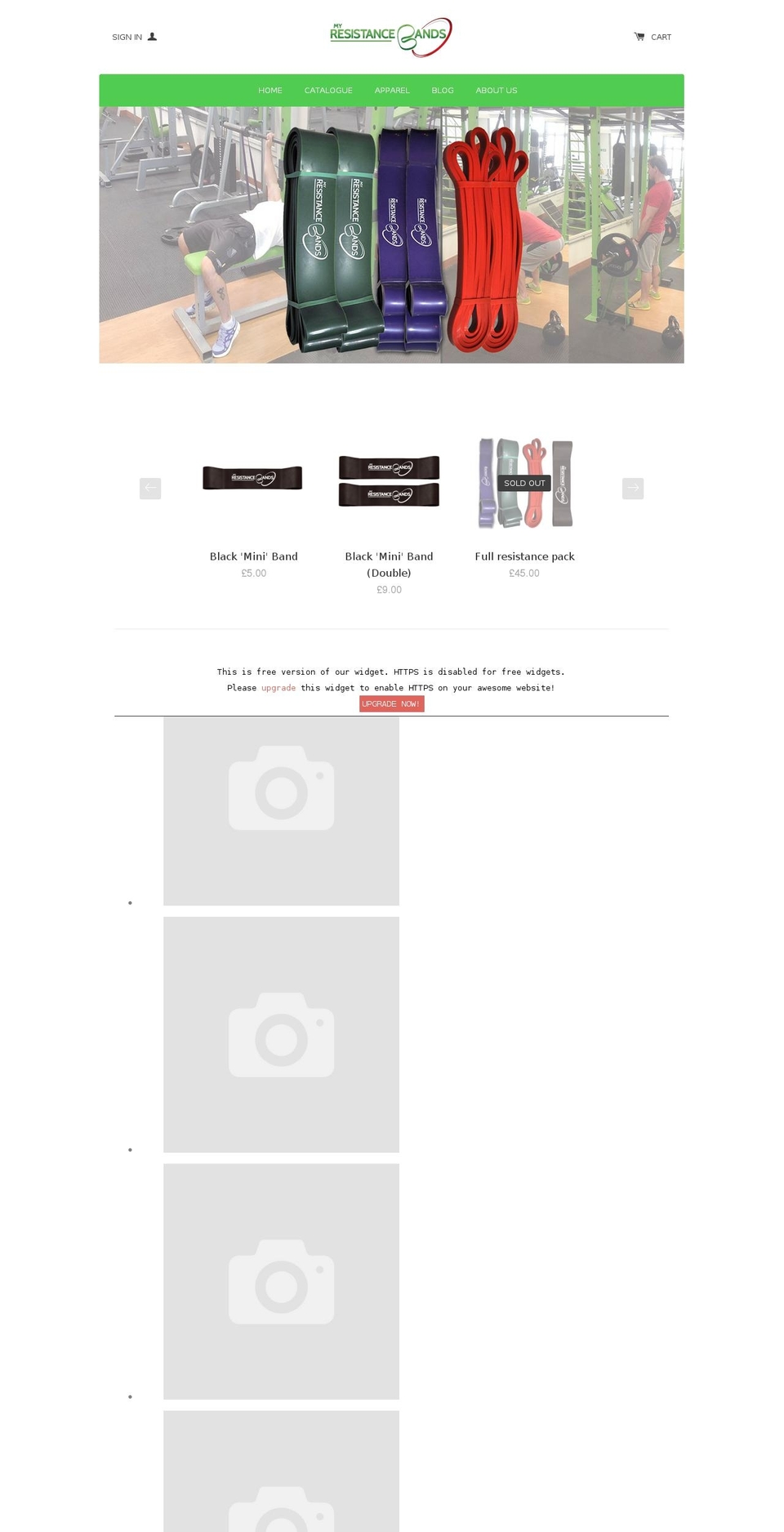 myresistancebands.com shopify website screenshot