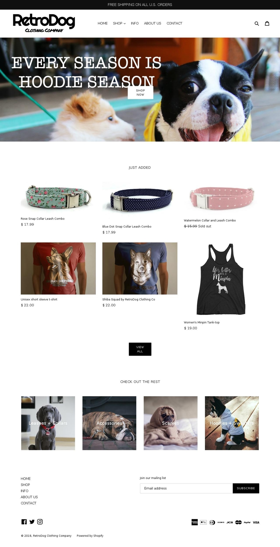 myretrodog.com — Shopify storefront screenshot
