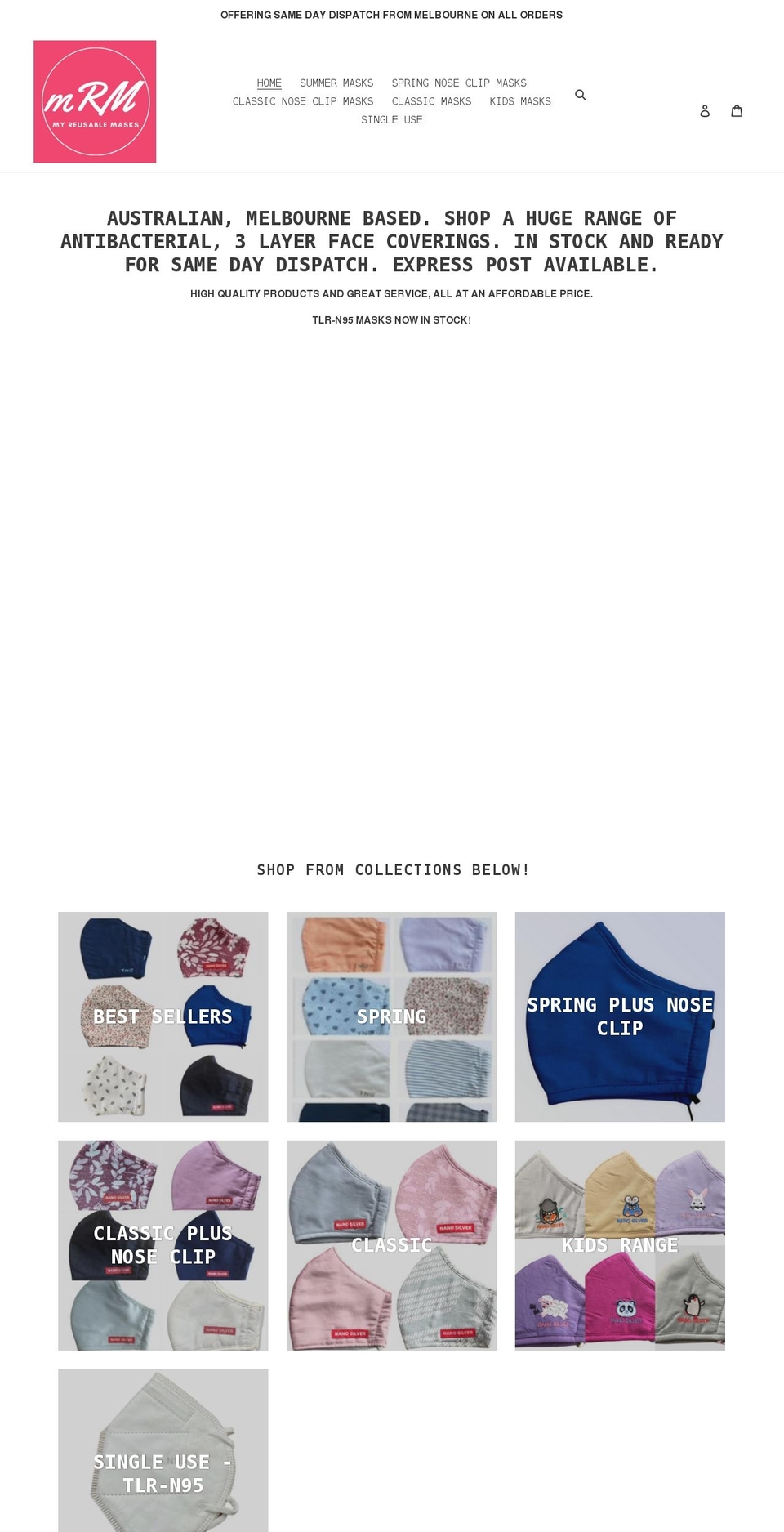myreusablemasks.com shopify website screenshot