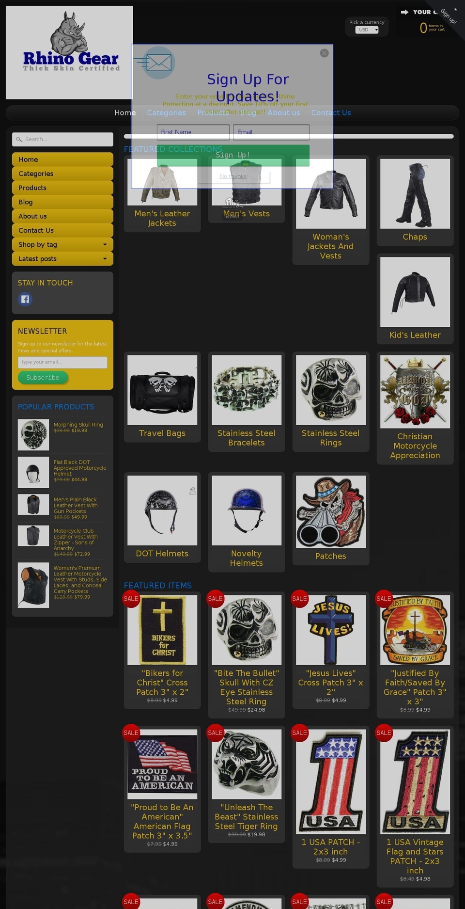myrhinogear.com shopify website screenshot