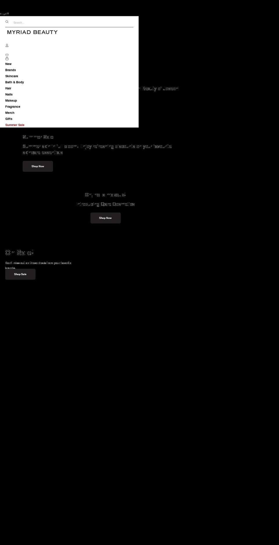 myriadbeauty.com shopify website screenshot