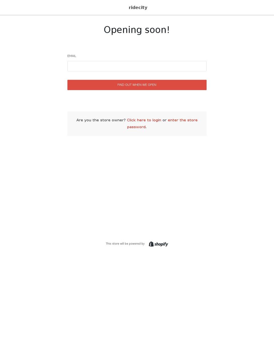myridecity.com — Shopify storefront screenshot