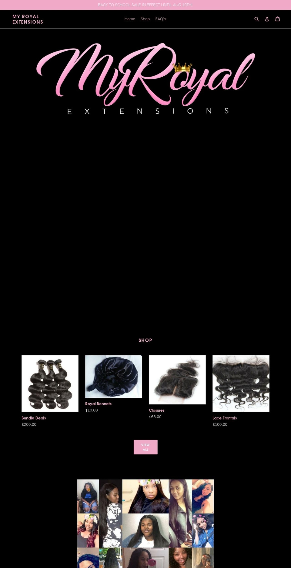 myroyalextensions.com — Shopify storefront screenshot