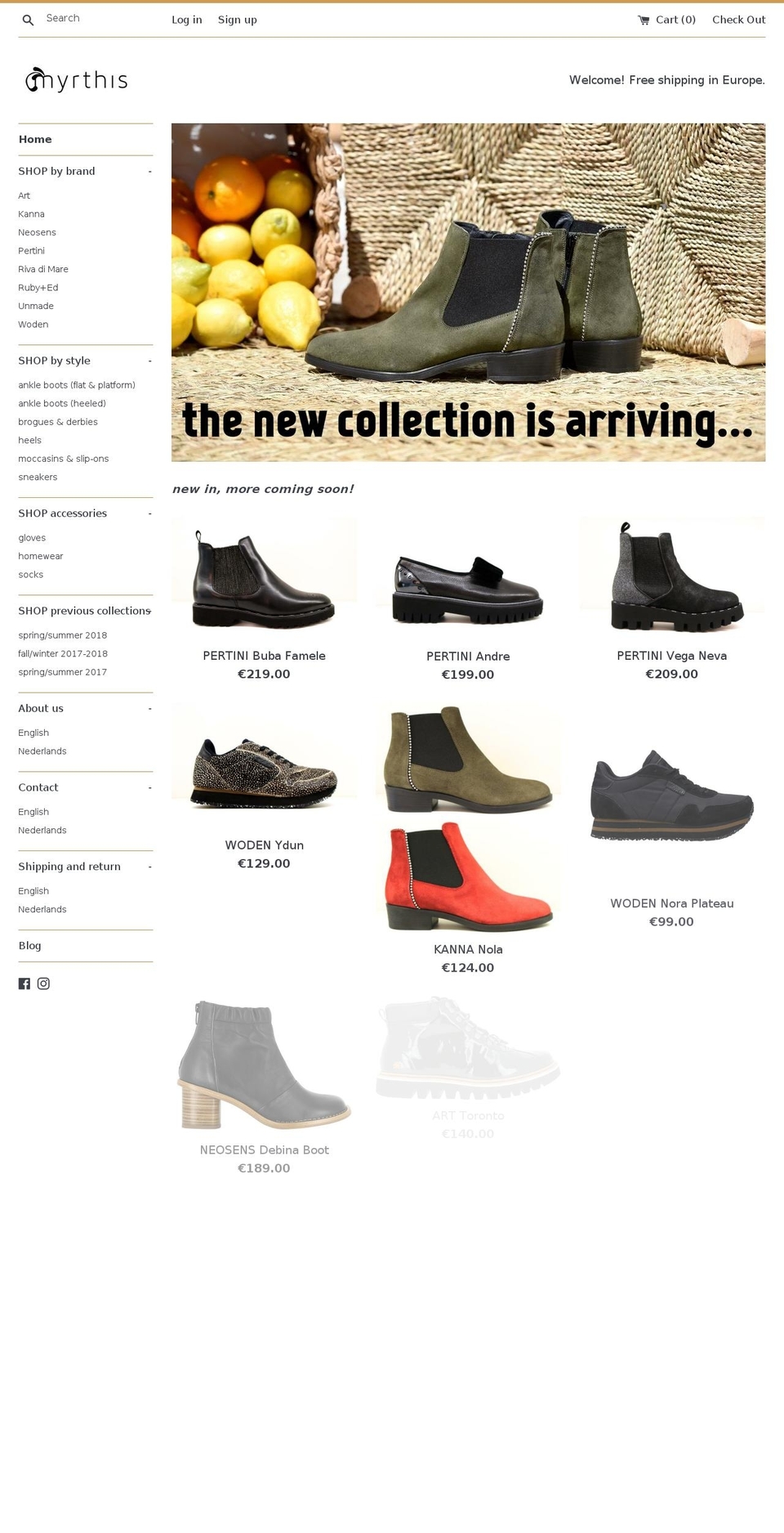 myrthis.com shopify website screenshot