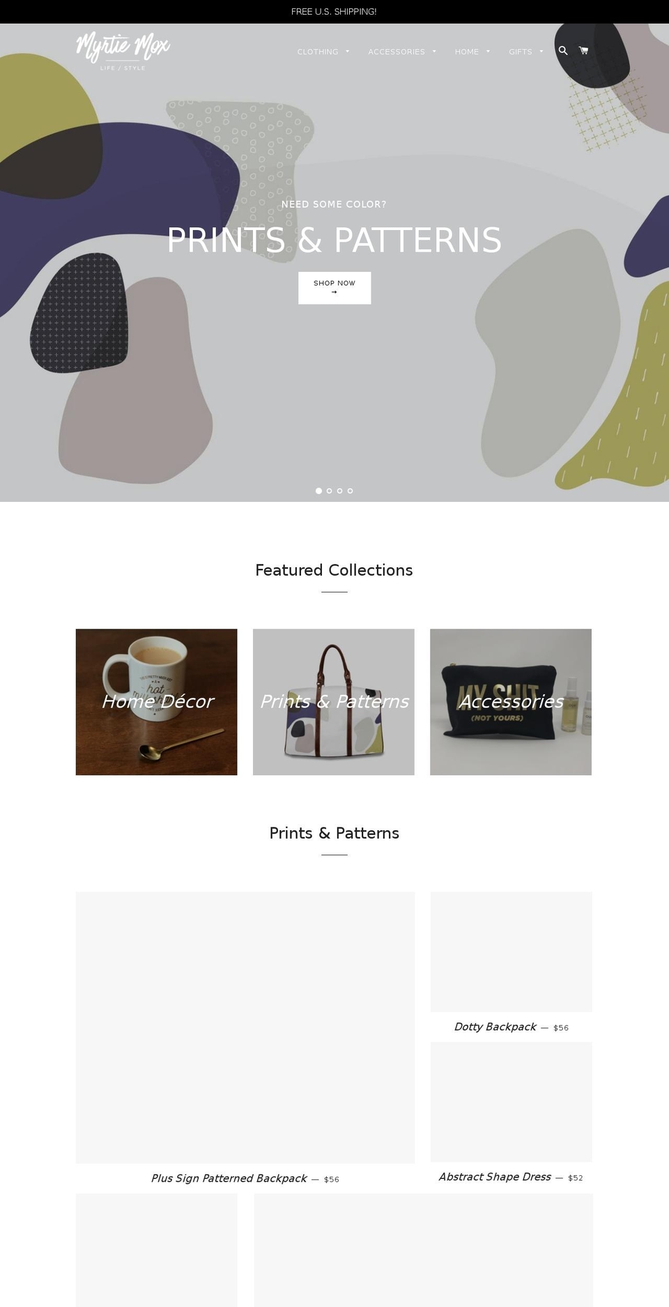 myrtiemox.com — Shopify storefront screenshot