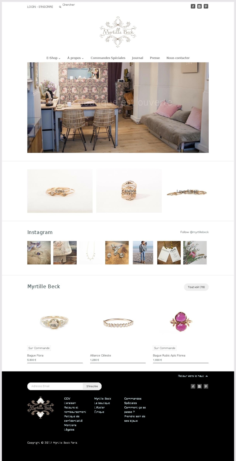 myrtillebeck.com shopify website screenshot