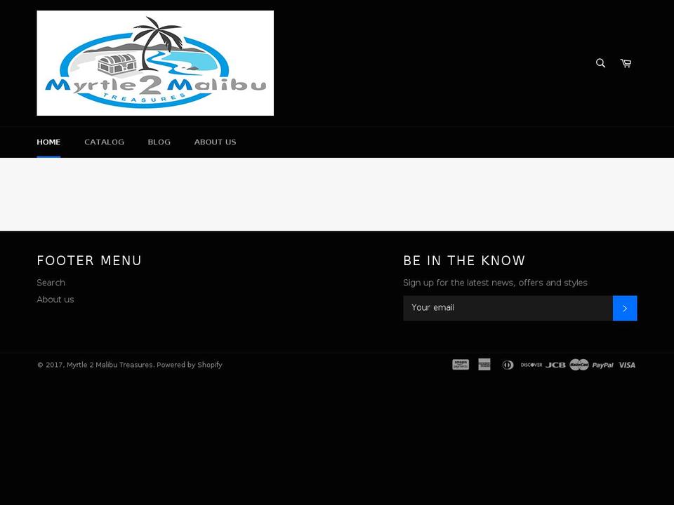 myrtle2malibutreasures.com shopify website screenshot