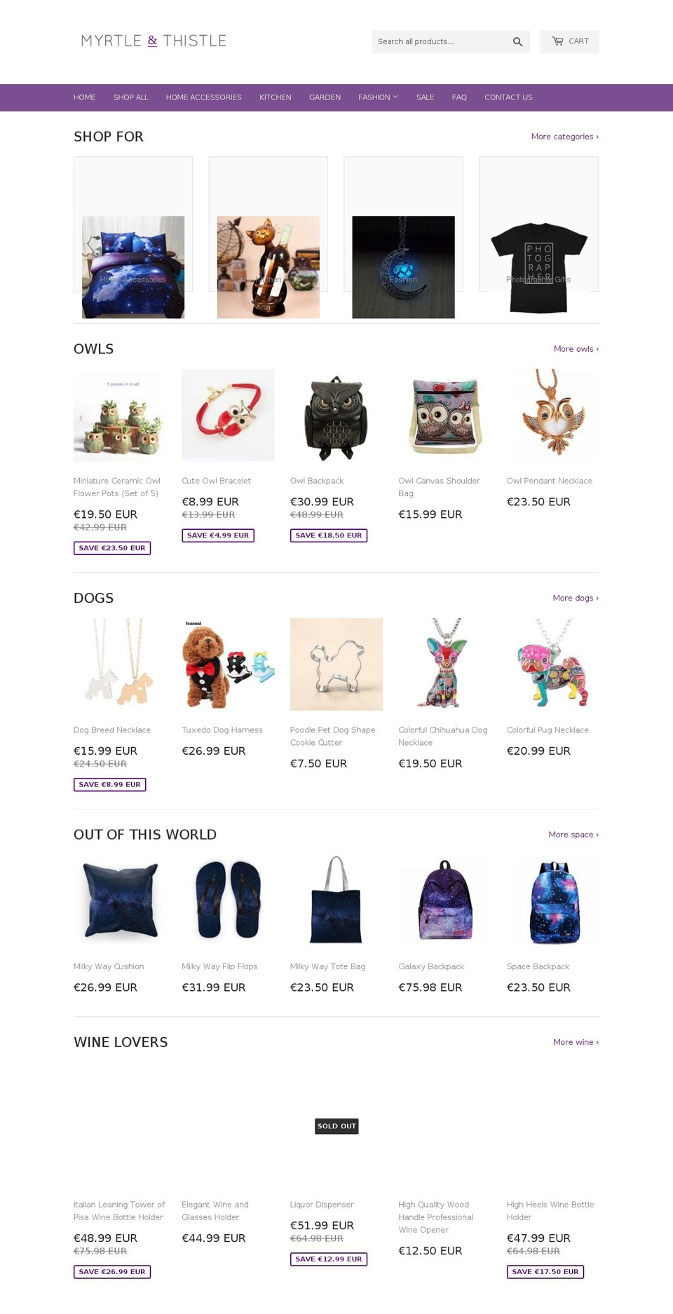 myrtleandthistle.com — Shopify storefront screenshot