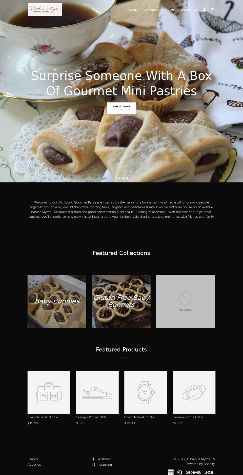 myrtlepastries.com shopify website screenshot
