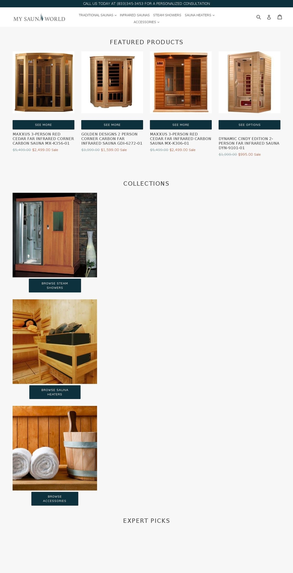 mysaunaworld.com shopify website screenshot