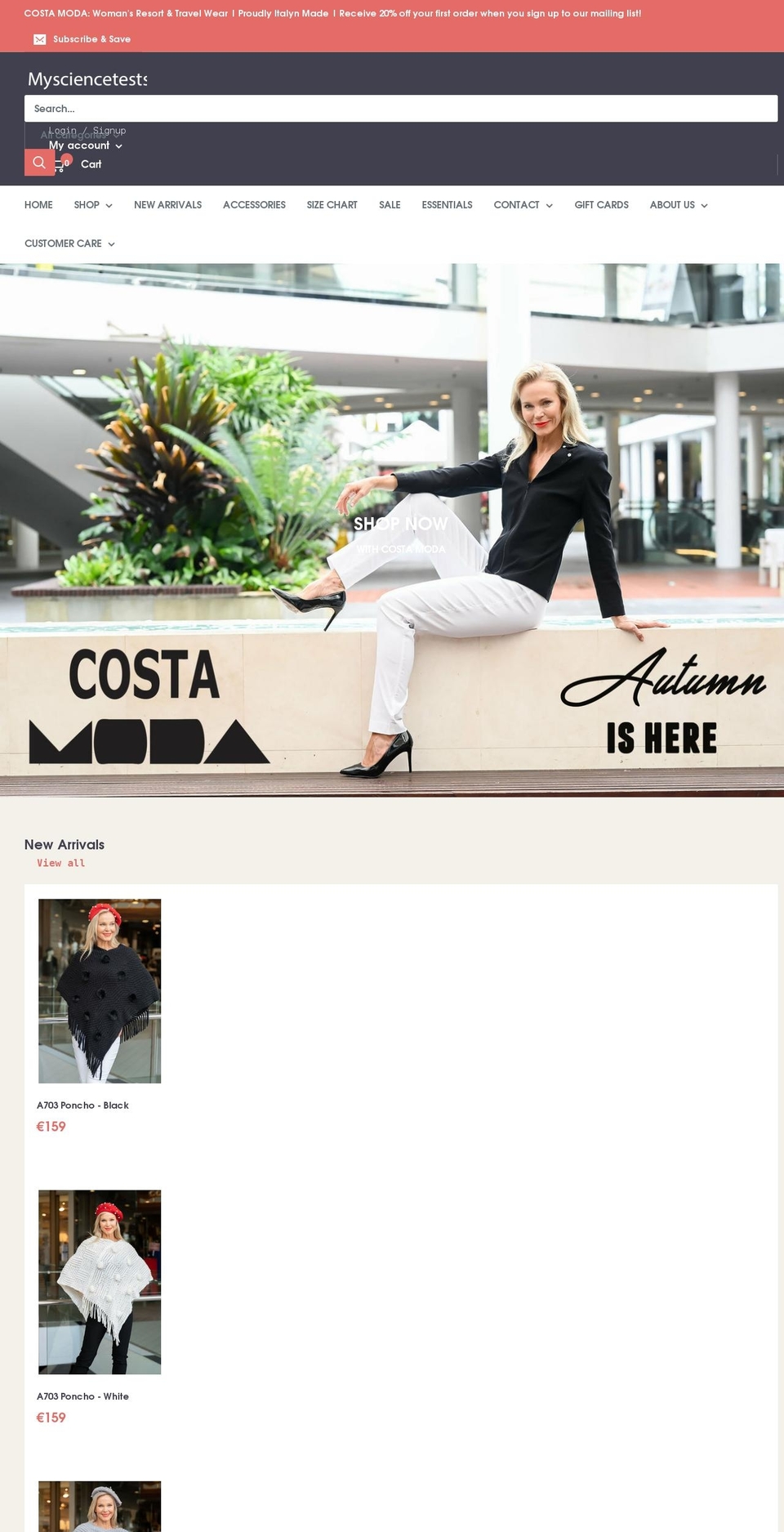 mysciencetests.com shopify website screenshot