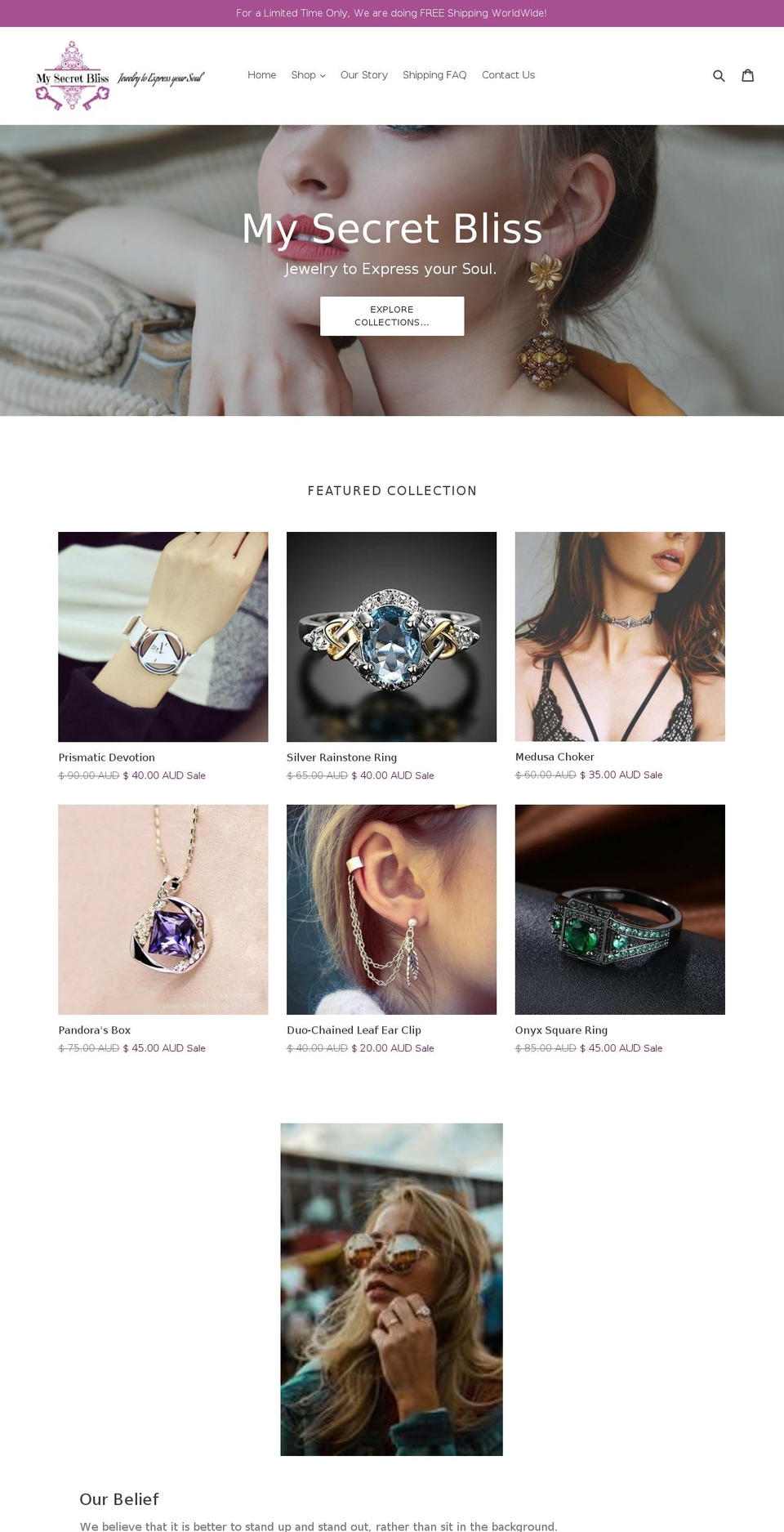 mysecretbliss.com — Shopify storefront screenshot