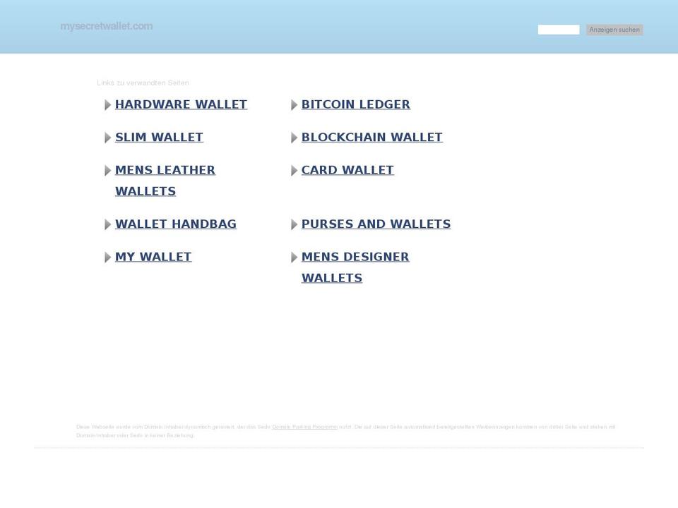 mysecretwallet.com — Shopify storefront screenshot
