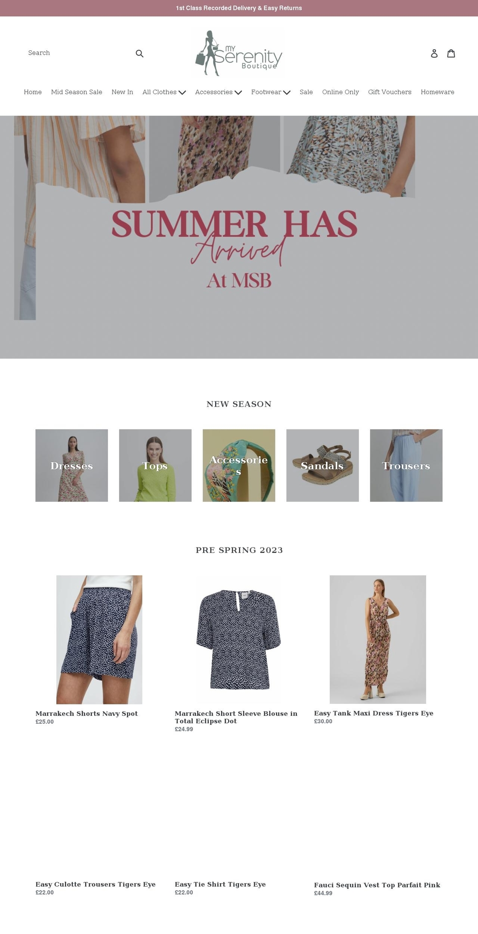 myserenityboutique.com shopify website screenshot