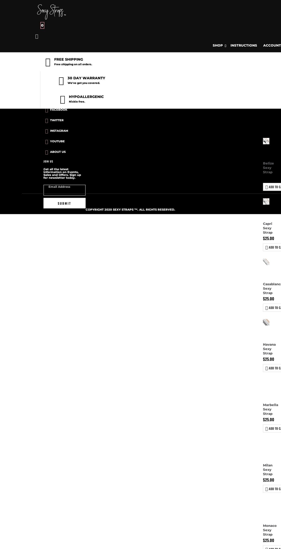 mysexystraps.com shopify website screenshot