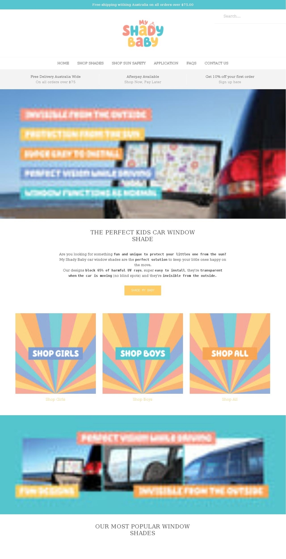 myshadybaby.com.au shopify website screenshot