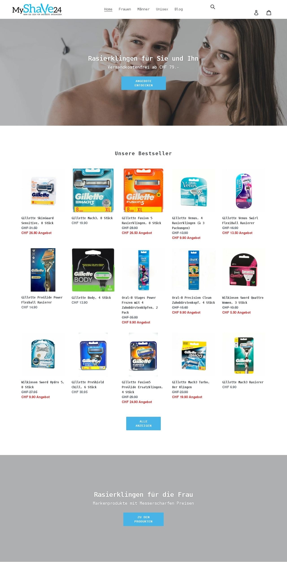 myshave24.com shopify website screenshot