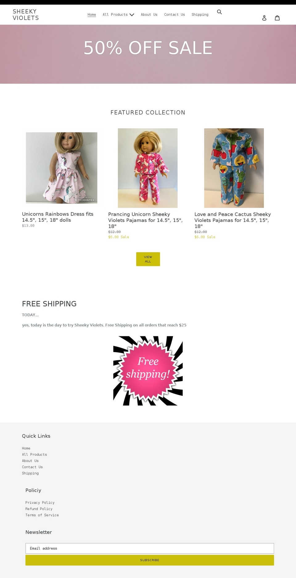 mysheekyviolets.com shopify website screenshot