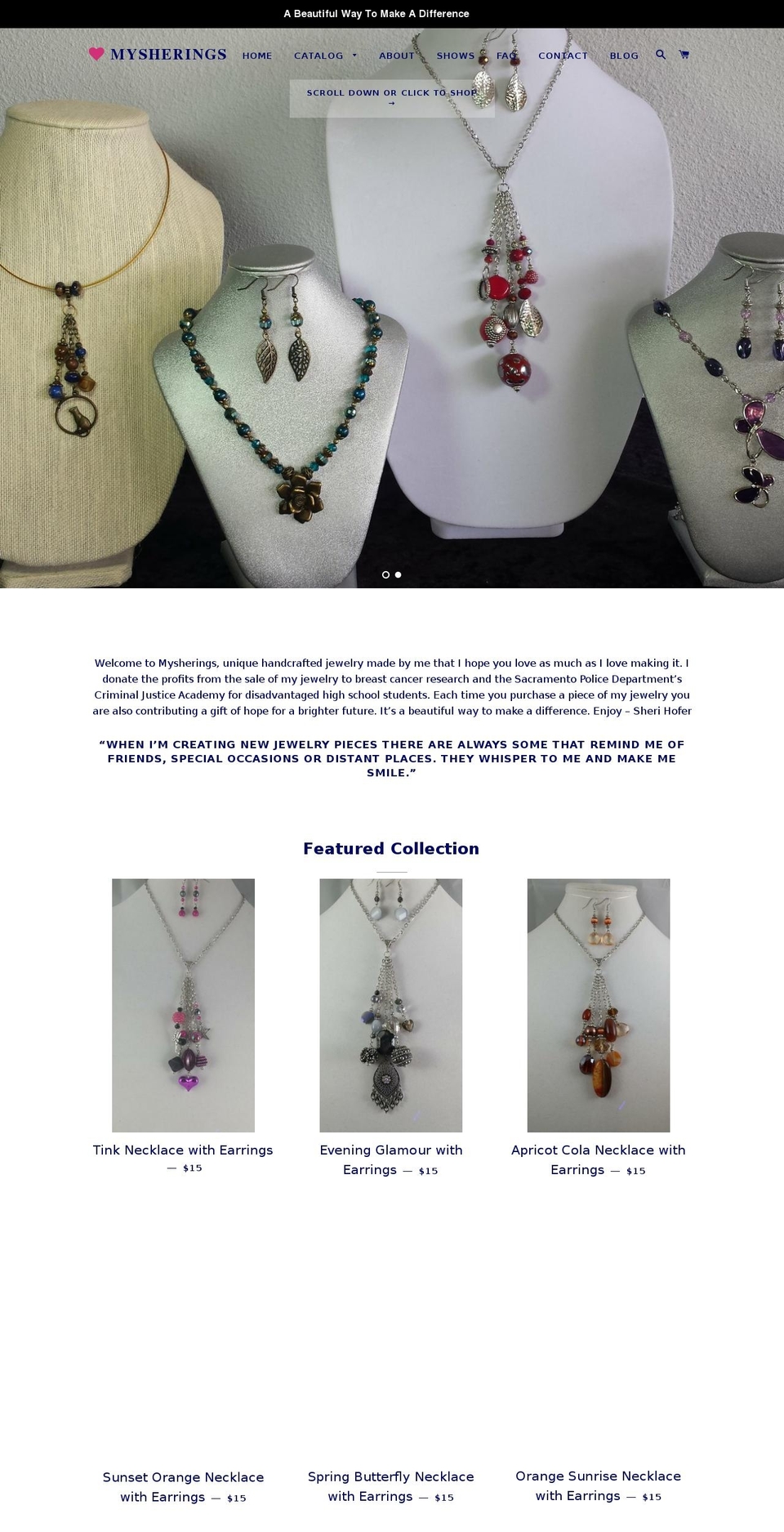 mysherings.com shopify website screenshot