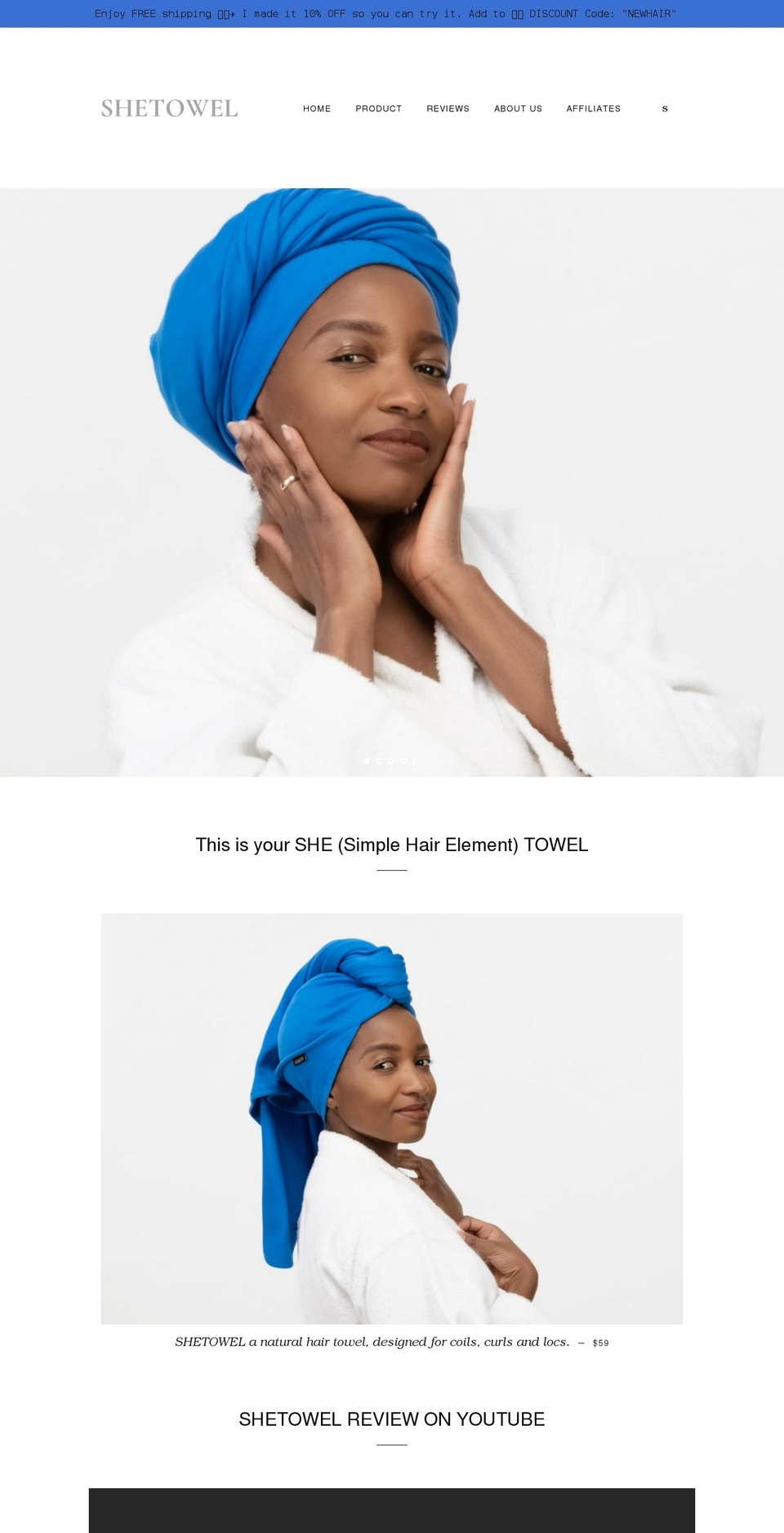 myshetowel.com shopify website screenshot