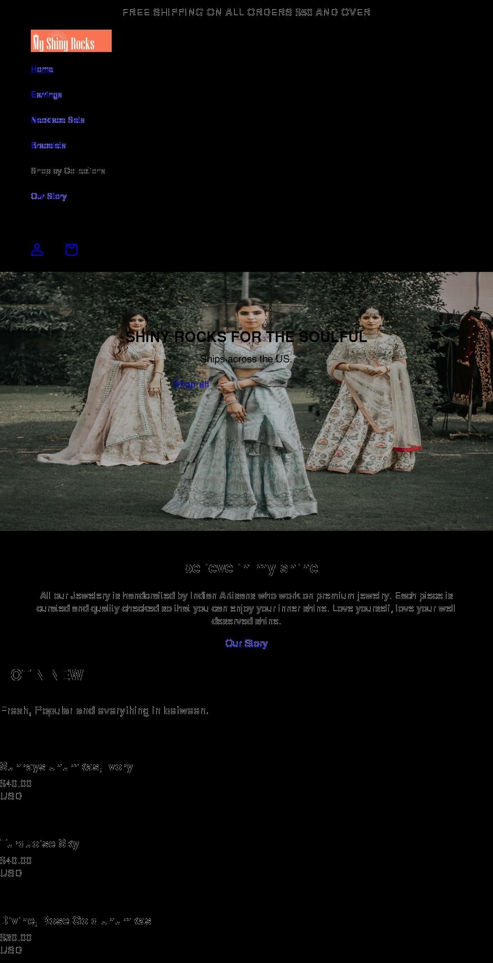 myshinyrocks.com shopify website screenshot