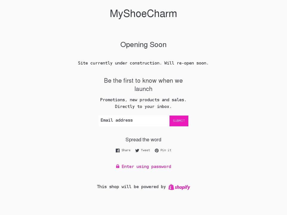 myshoecharm.com shopify website screenshot