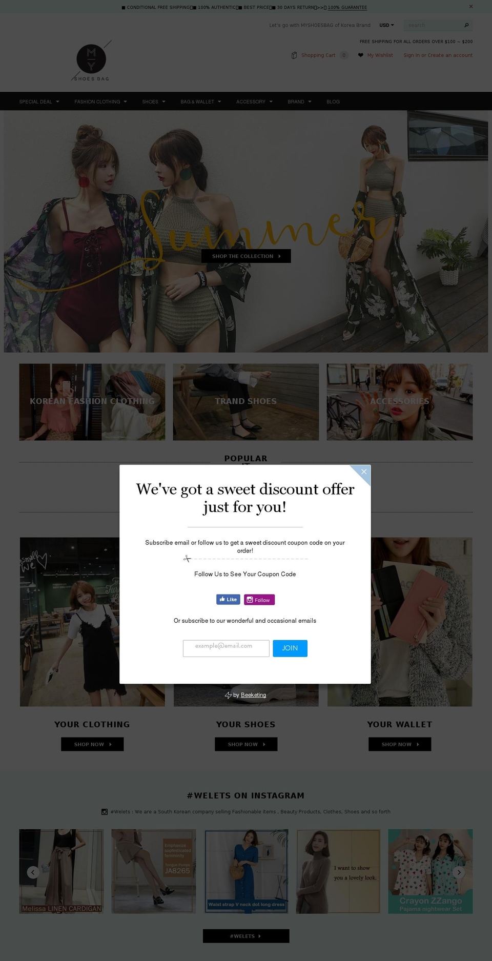 myshoesbag.com — Shopify storefront screenshot